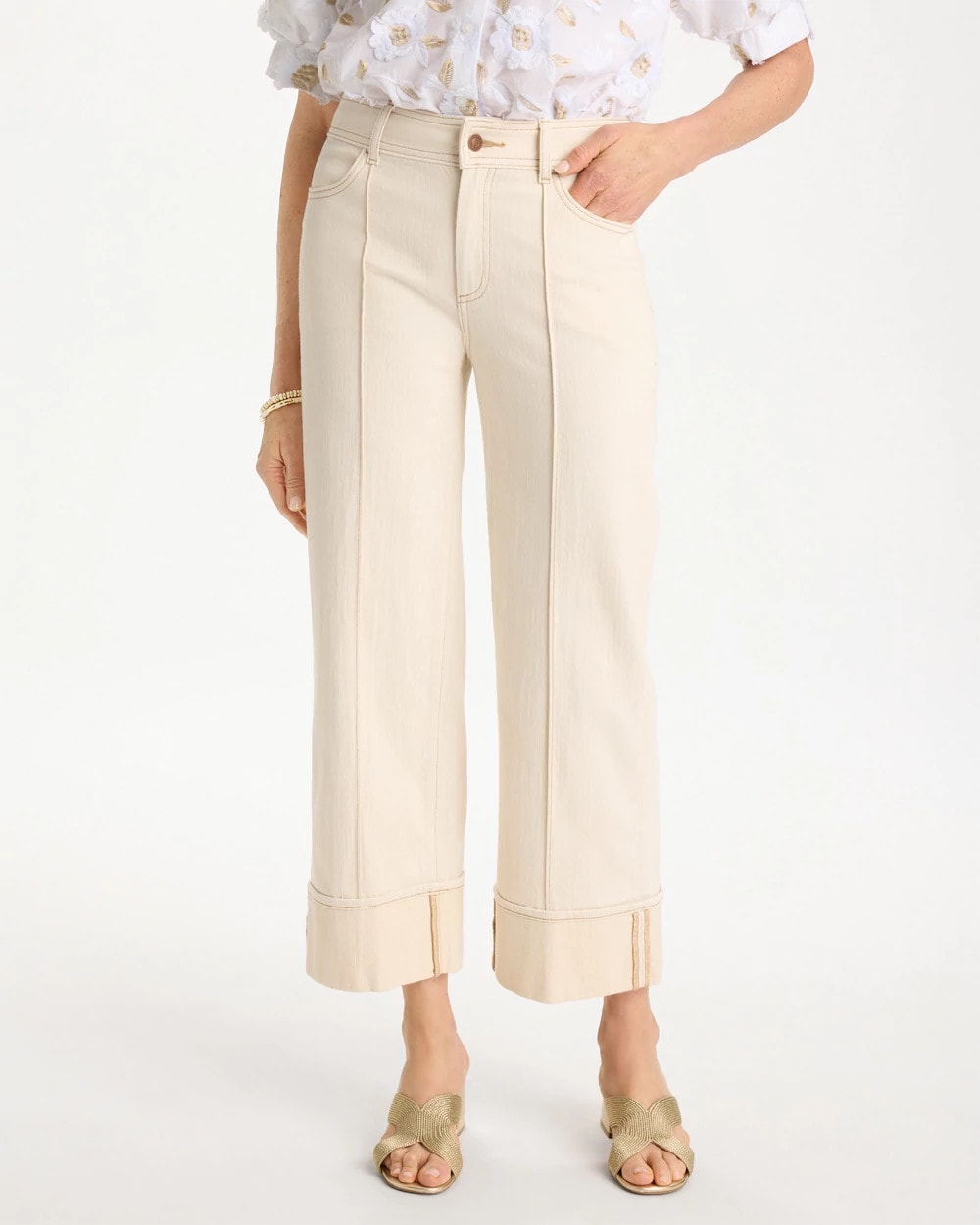 Pintuck Cuffed Cropped Jeans | Chico's